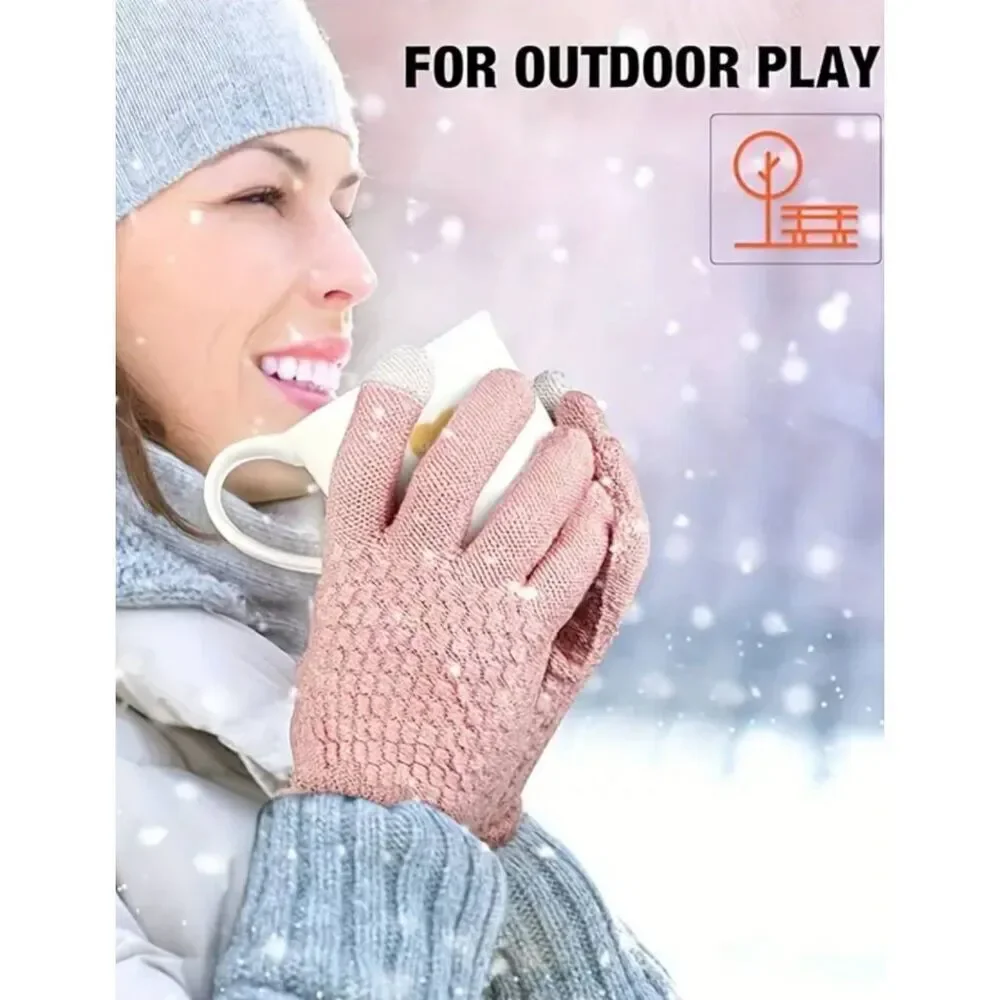 Ladies Fashionable Stylish Pink Knit Gloves